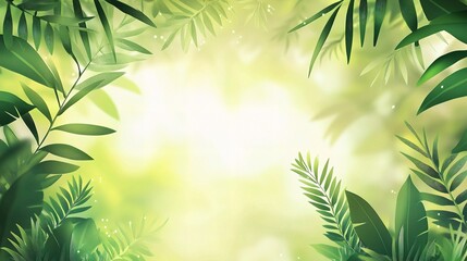 Blurred Green Nature Background with Abstract Leaf Patterns