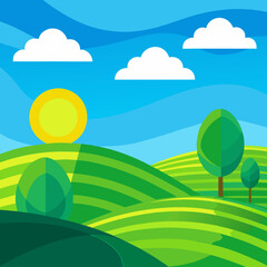 Fototapeta premium landscape with trees and clouds