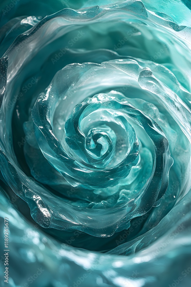 Poster swirling patterns of textured turquoise artwork in an intricate form. generative ai