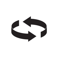 Two arrow spin icon template. Recycle round, circle refresh or restart, thin line symbol on white background