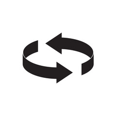 Two arrow spin icon template. Recycle round, circle refresh or restart, thin line symbol on white background