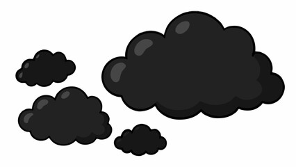 Obraz premium Dark Cartoon Clouds: Black Smoke Clipart for Storm, Pollution, and Weather-Themed Designs.