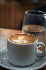 cup of coffee and milk in the bar 