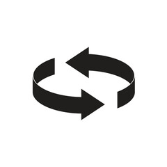 Two arrow spin icon template. Recycle round, circle refresh or restart, thin line symbol on white background