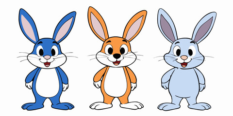 Adorable Cartoon Bunnies: Cute and Colorful Rabbit Characters for Kids and Design Projects.