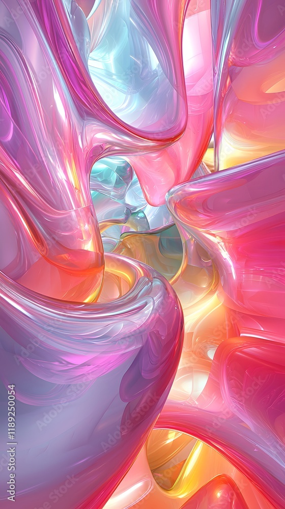 Poster vibrant abstract background with flowing shapes and luminous colors. generative ai