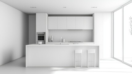 Modern Minimalist Kitchen with Open Space and Natural Light