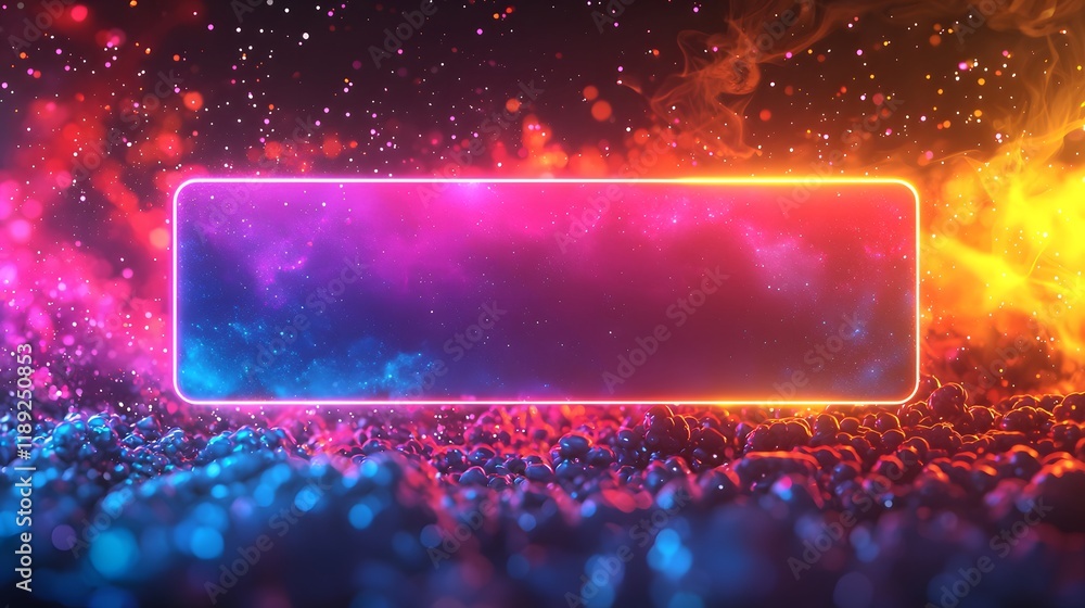 Poster vibrant abstract background with glowing borders and colorful effects. generative ai