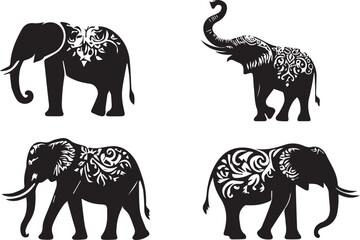 Elephant silhouette vector EPS SET