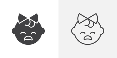 Baby girl cry icon flat and simple set design