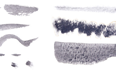 Bold abstract ink strokes on white background for modern art and minimalist design concepts in creative projects.