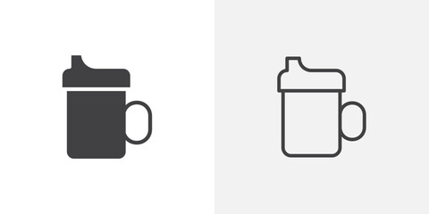 Baby mug icon flat and simple set design