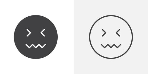 Confounded face icon flat and simple set design