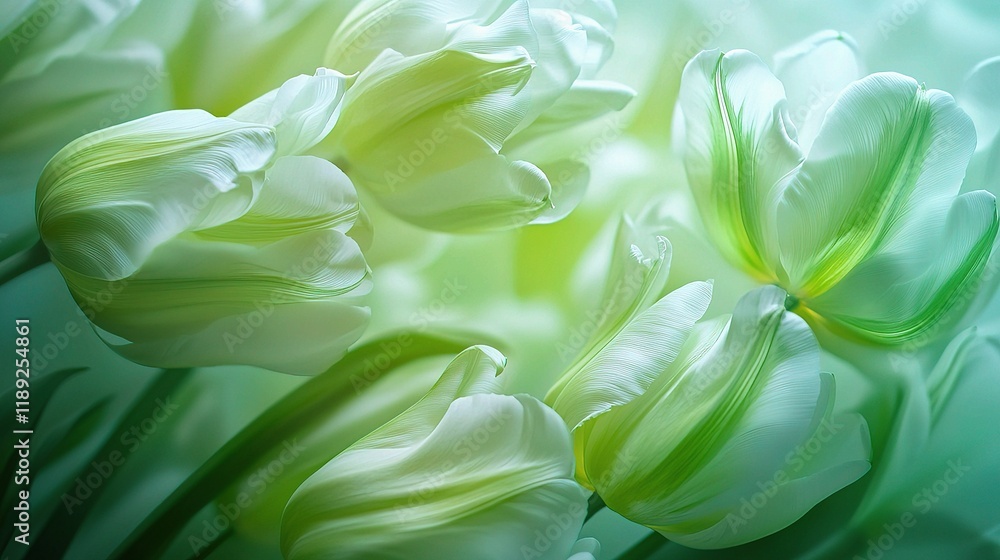 Poster fresh abstract spring background with green hues and soft lines
