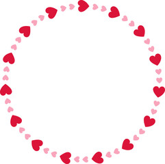 Valentine's Day Love Heart Pattern Frame.
Heart shape border flat vector isolated.
For celebrating Valentine's Day, Mother's Day or wedding.
Transparent background.