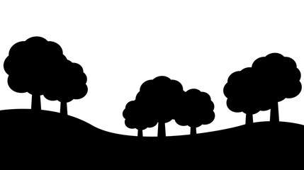 Tree silhouette. Environment, landscape, nature, outdoor concept. Flat vector illustration isolated on white background. 