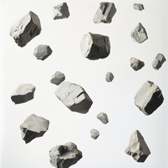 floating rocks on white background