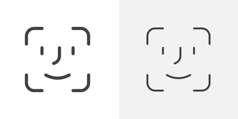 Face id icon flat and simple set design