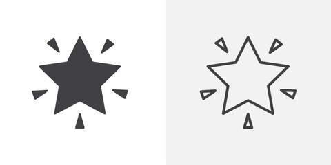 Glowing star icon flat and simple set design