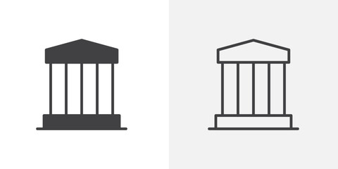 Museum icon flat and simple set design