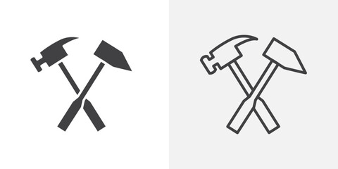 Pick and hammer icon flat and simple set design