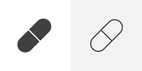 Pill icon flat and simple set design