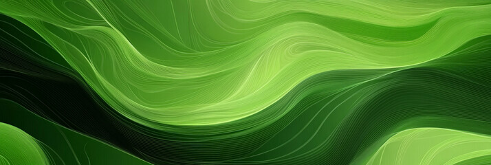 Fototapeta premium Abstract Green Waves - Dynamic Flow of Light and Shadow in a Natural Landscape