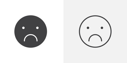 Sad face icon flat and simple set design