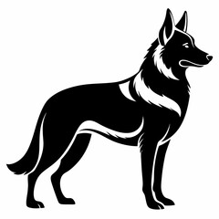German Shepherd silhouette vector black animal on white background