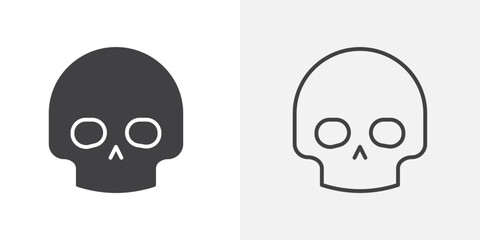 Skull icon flat and simple set design
