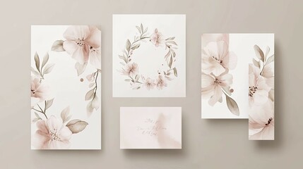 Elegant Watercolor Floral Stationery: Delicate Blush and Taupe Blooms