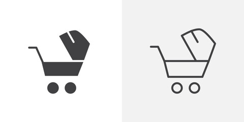 Stroller icon flat and simple set design