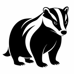 Badger silhouette vector black animal on white background