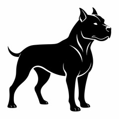 Pitbull silhouette vector black animal on white background 