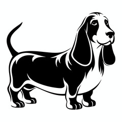 Basset Hound silhouette vector black animal on white background