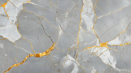 Elegant grey marble with muted gold veins, fine cracks forming a timeless natural texture