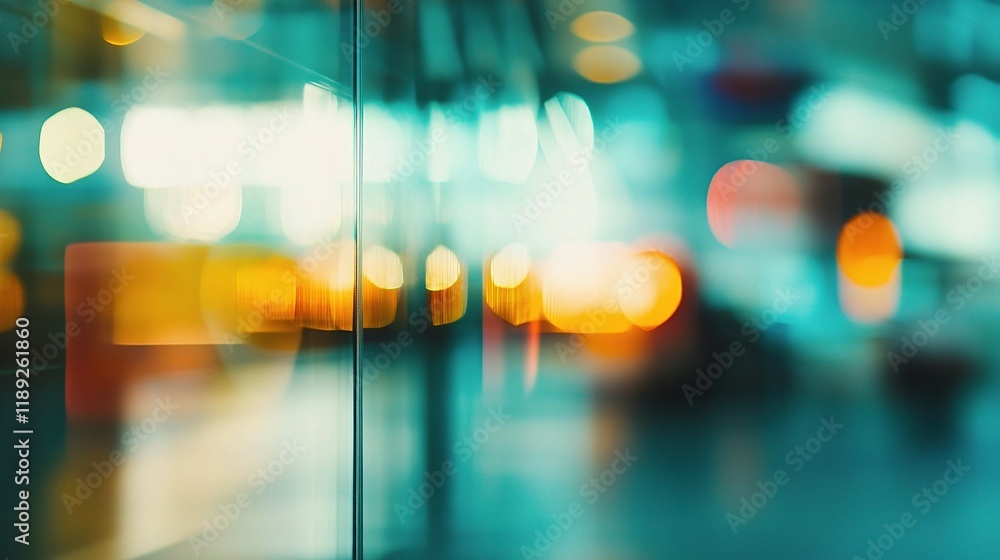 Poster abstract blur shot in airport setting with colorful bokeh effects