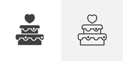 Wedding cake icon flat and simple set design