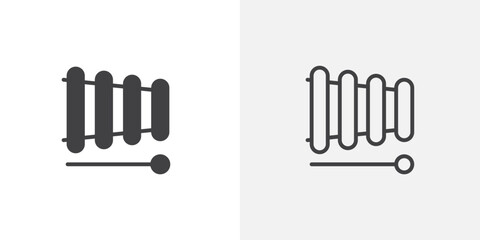 Xylophone icon flat and simple set design