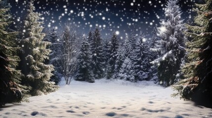 Fototapeta premium Trees covered by heavy snow in winter forest