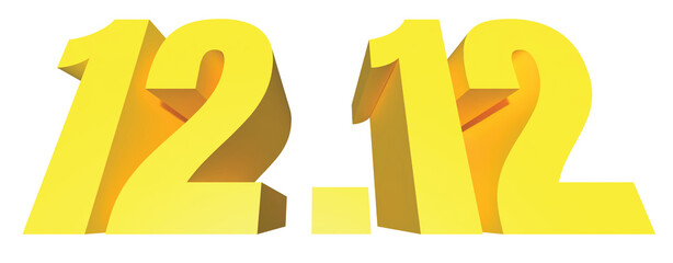 3D Yellow number 1212 Sale Promotion