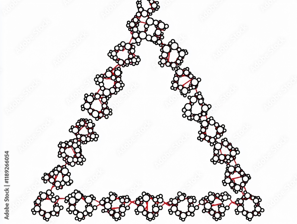 Poster abstract triangular fractal pattern with circles and lines, ai generated art