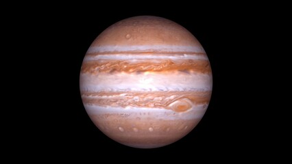 Obraz premium 3d realistic rotated jupiter with black background