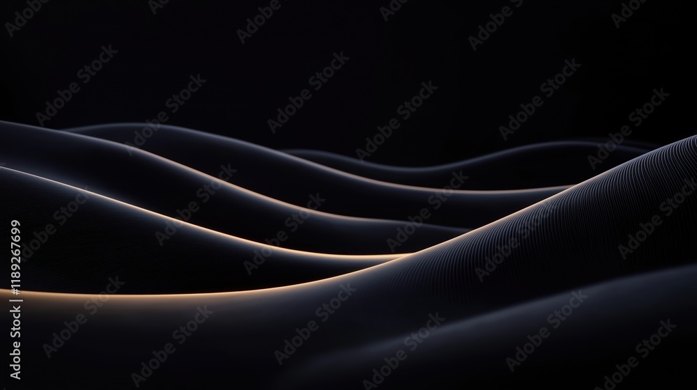 Poster abstract design features luminous arcs. gradient effect in dark background. modern, visually captiva