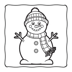 Cute and Cozy Coloring page, Bold and easy Coloring Page, christmas coloring page, line art, black and white image