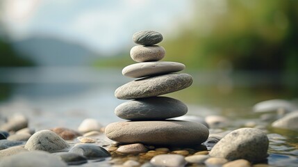 A photo of a zen stone stack