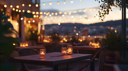 Romantic Outdoor Dining: A Cozy Evening with City Views