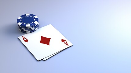 Obraz premium High-stakes card game with poker chips indoor casino digital art minimalist background top-down view gambling concept