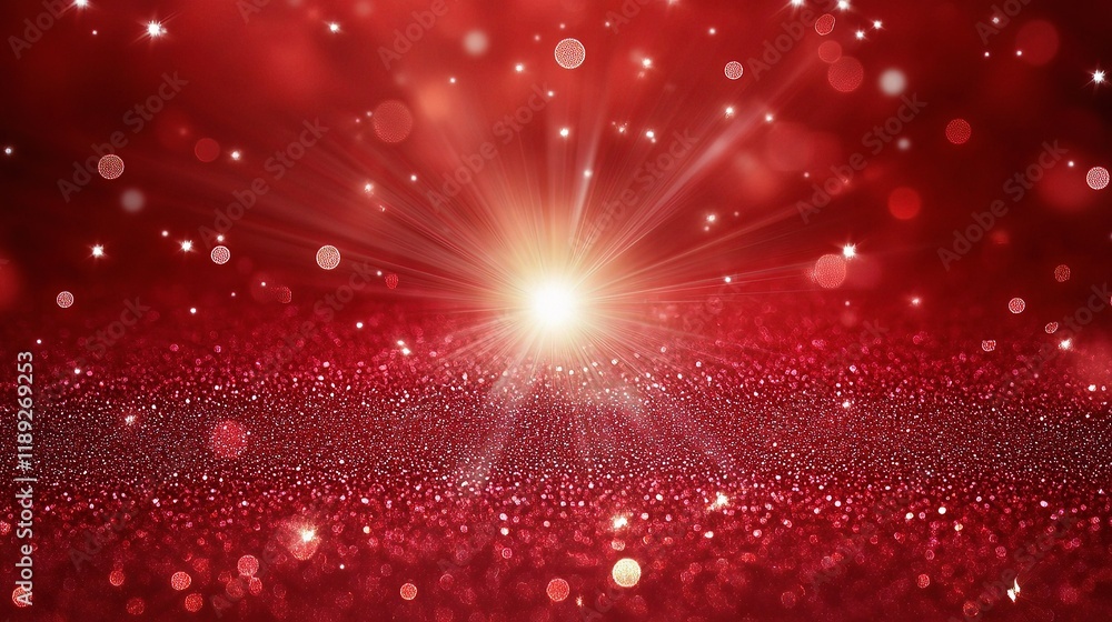 Poster vintage shiny red background with texture and sparkling light effect