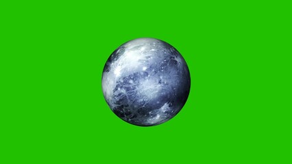 3d pluto planet rotated green background